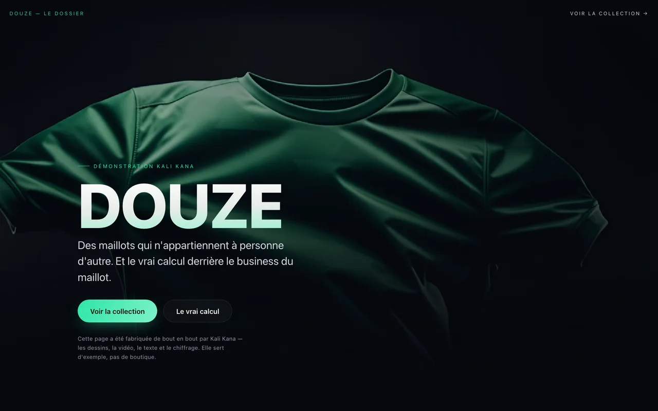 Douze — capture réelle du site créé à la voix